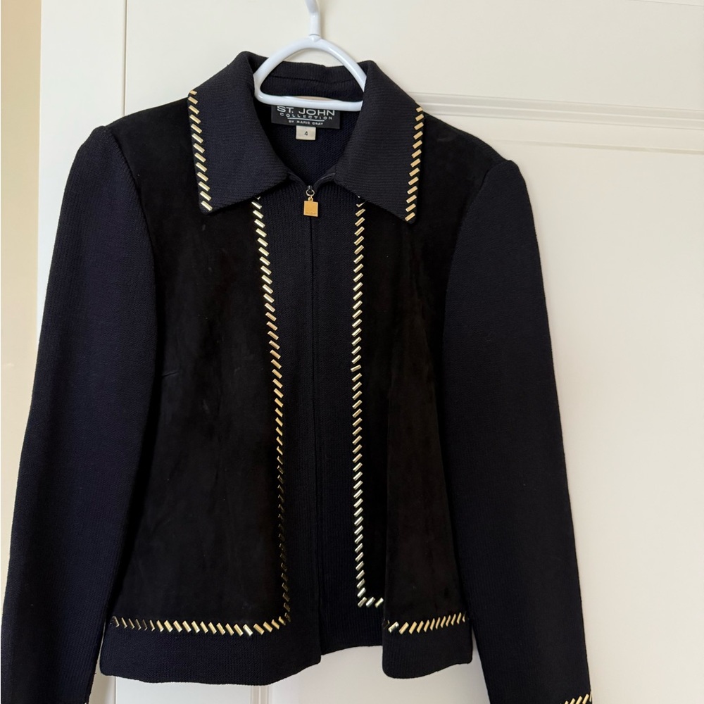 St.John Collection Black Jacket With Gold Accents